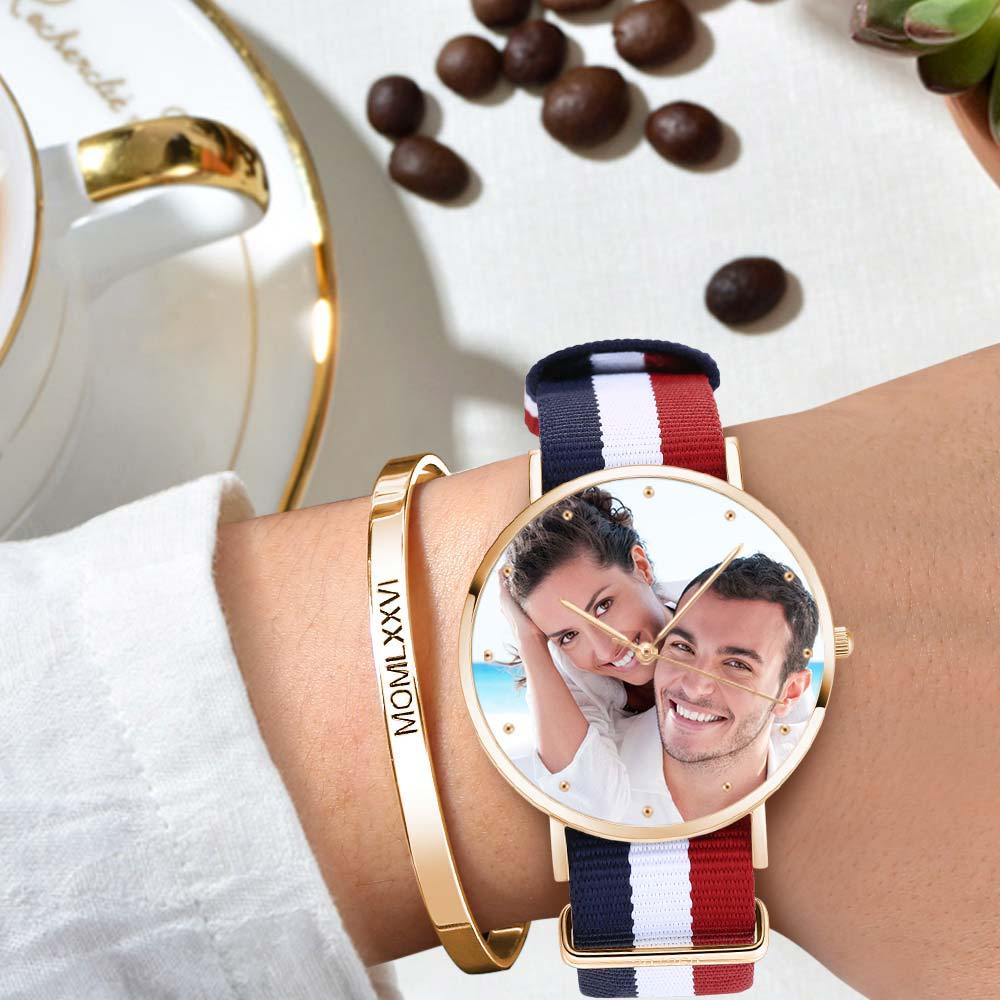 Personalised Color Nylon Strap Photo Watch for Men 40mm