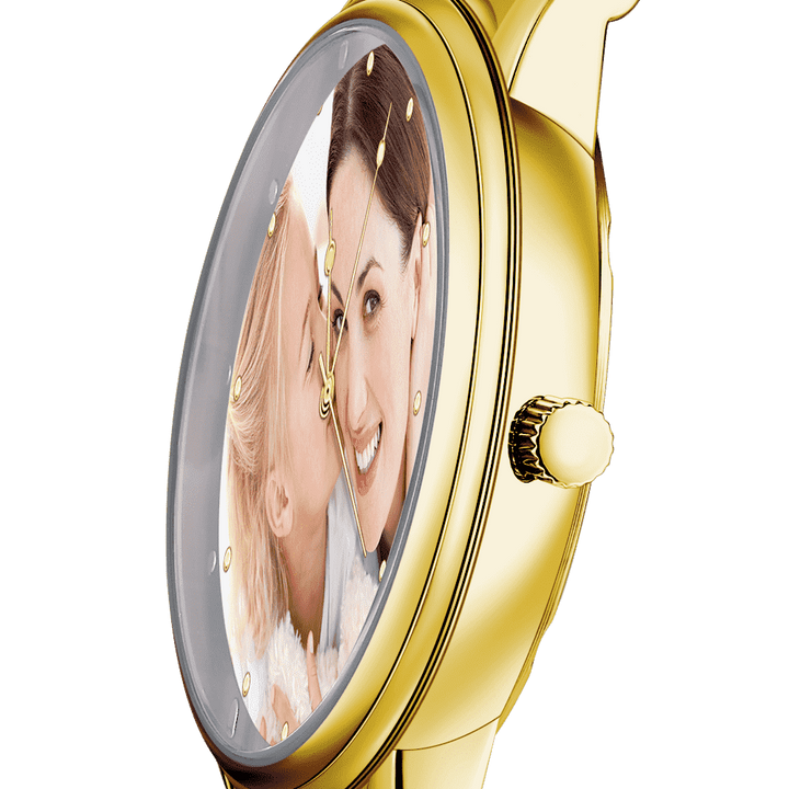 Unisex Engraved Photo Watch Alloy Strap 38mm