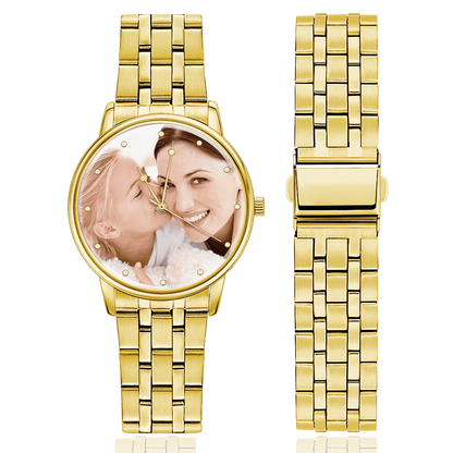 Unisex Engraved Photo Watch Alloy Strap 38mm