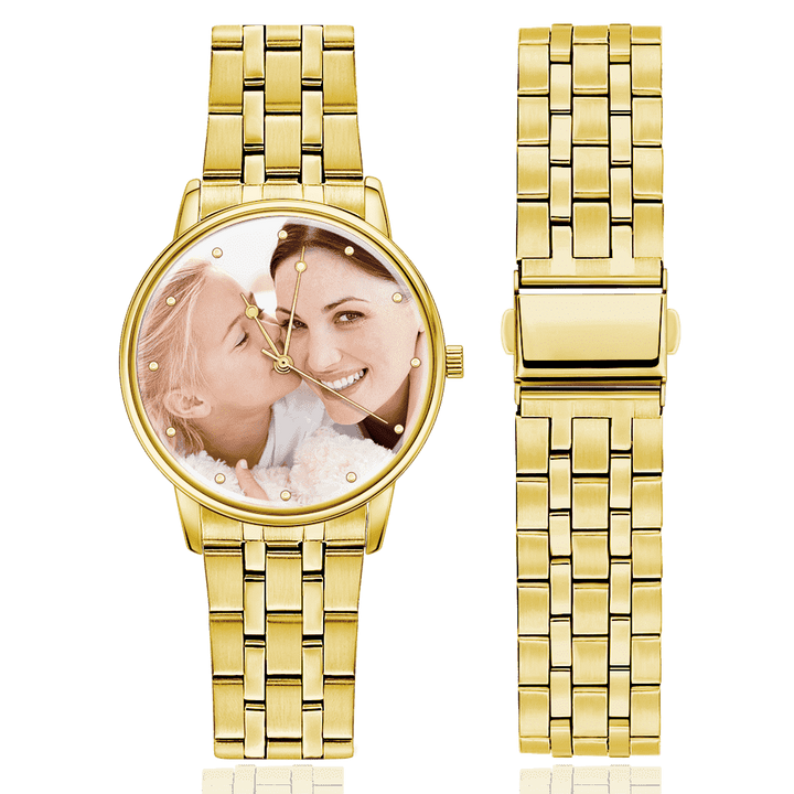 Unisex Engraved Photo Watch Alloy Strap 38mm