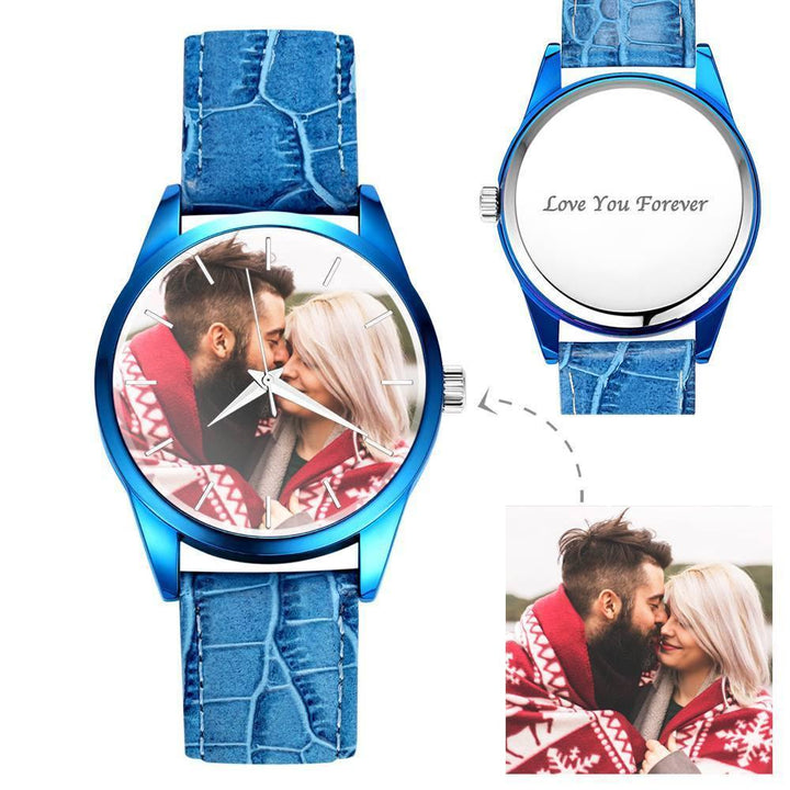 Personalized Men's Photo Watch with Leather Strap