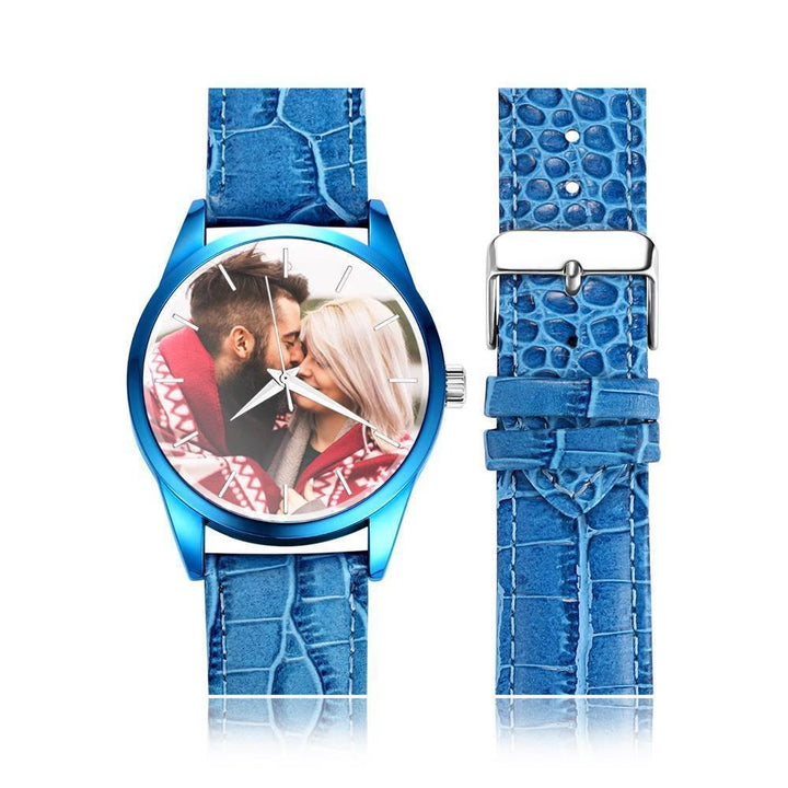 Personalized Men's Photo Watch with Leather Strap
