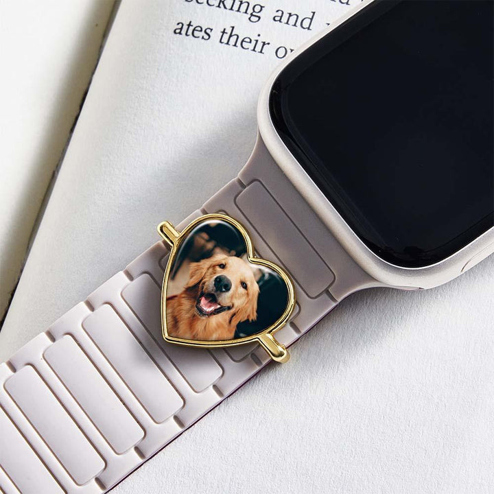 Custom Photo Watch Strap Charm - Personalized Smartwatch Beaded Accessory
