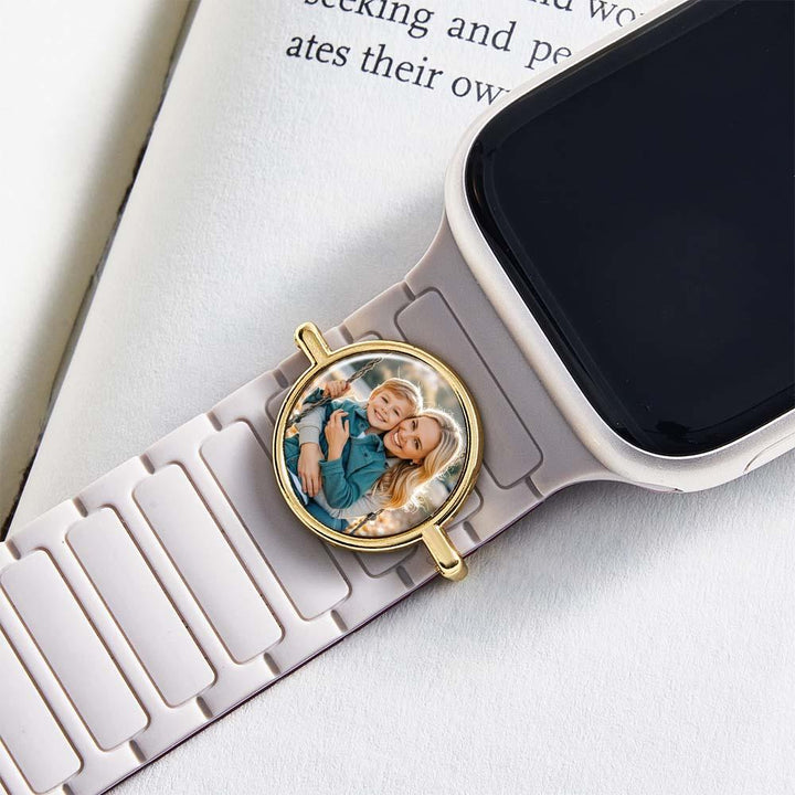 Custom Photo Watch Strap Charm - Personalized Smartwatch Beaded Accessory
