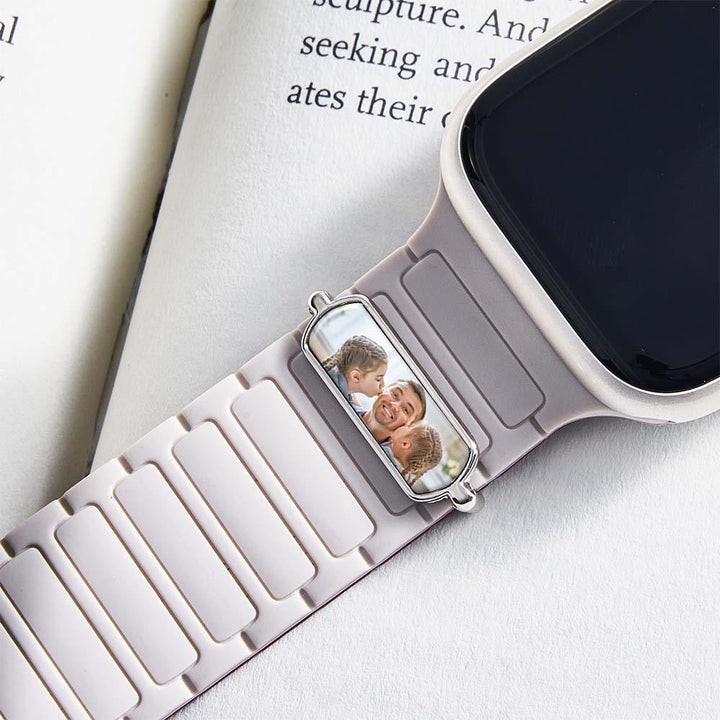 Custom Photo Watch Strap Charm - Personalized Smartwatch Beaded Accessory