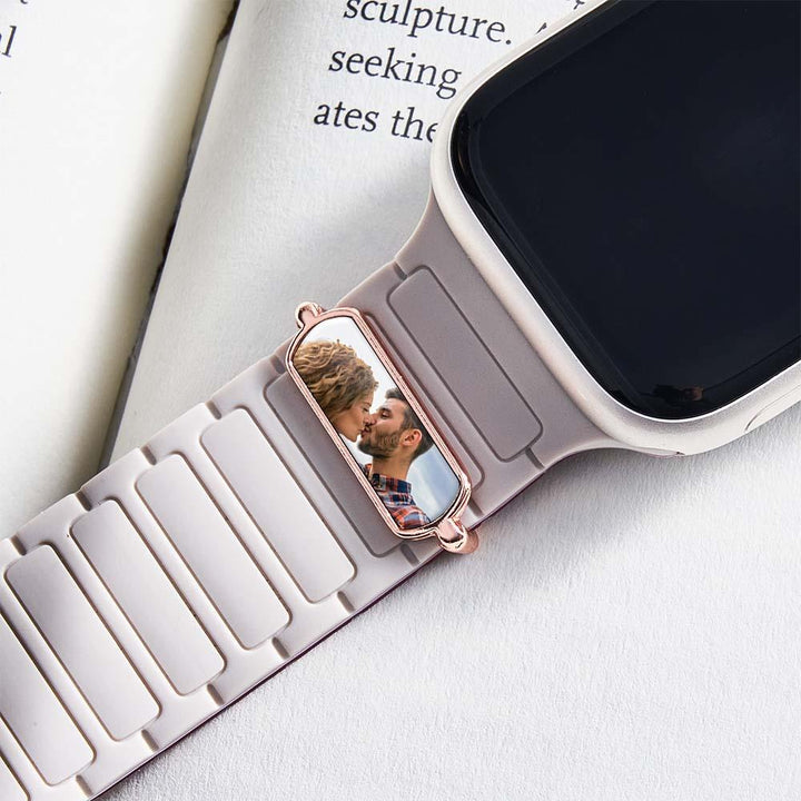 Custom Photo Watch Strap Charm - Personalized Smartwatch Beaded Accessory