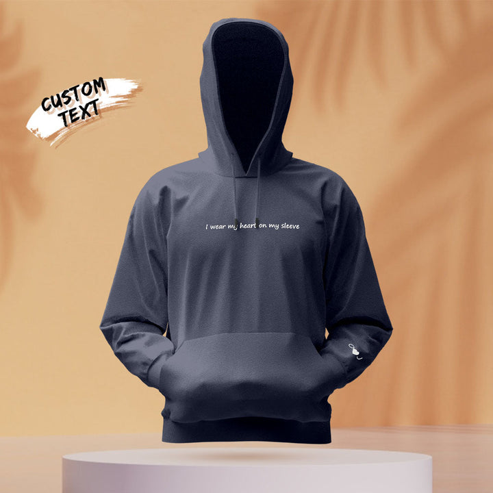 Personalized Engraved Hooded Sweater Heart On My Sleeve Fashion Gifts for Couple Unisex