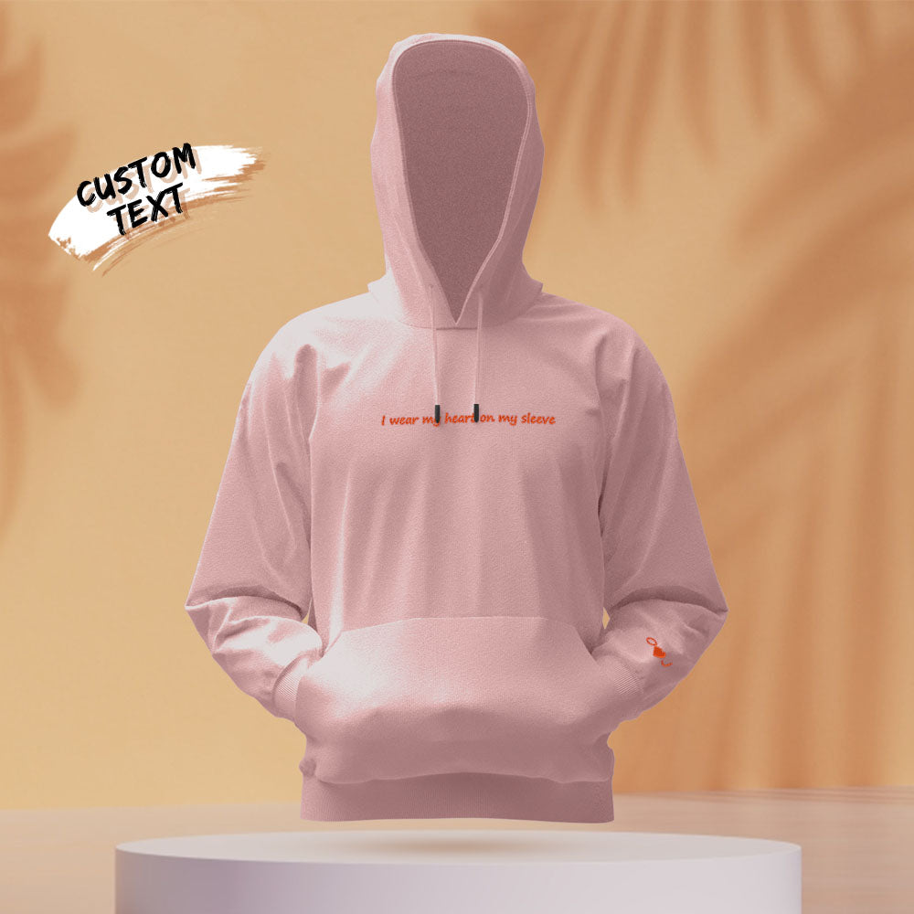 Personalized Engraved Hooded Sweater Heart On My Sleeve Fashion Gifts for Couple Unisex