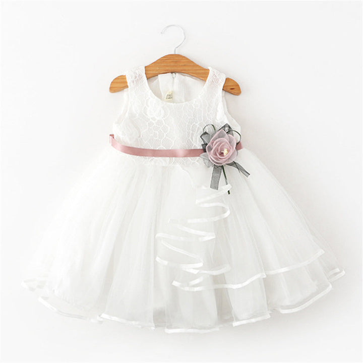 Flower Girl Dress Bridesmaid Girls Dress Sleeveless Patchwork Lace Dresses