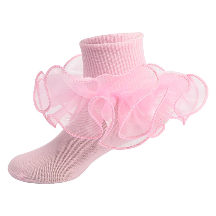 Spring & Summer Thin Cotton Socks for Kids – Solid Color Breathable Princess Socks with Lace Trim