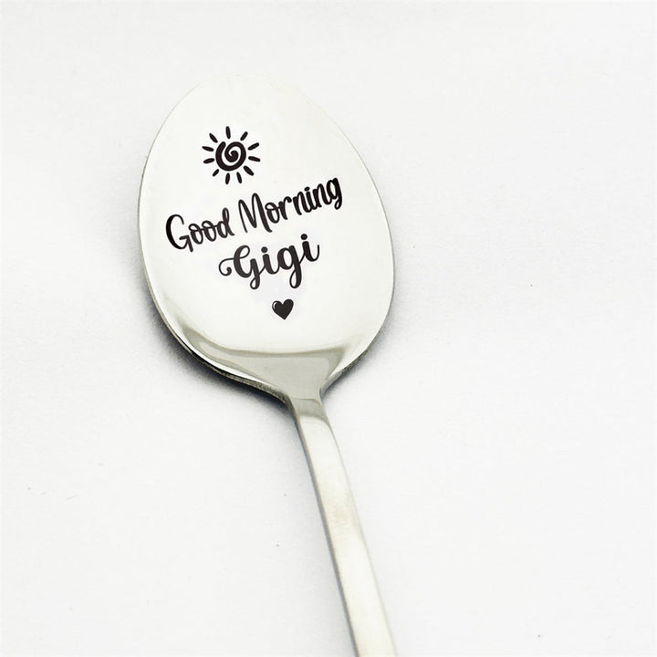 Good Morning Coffee Spoon Stainless Steel Spoon Gift for Nana Papa Mom