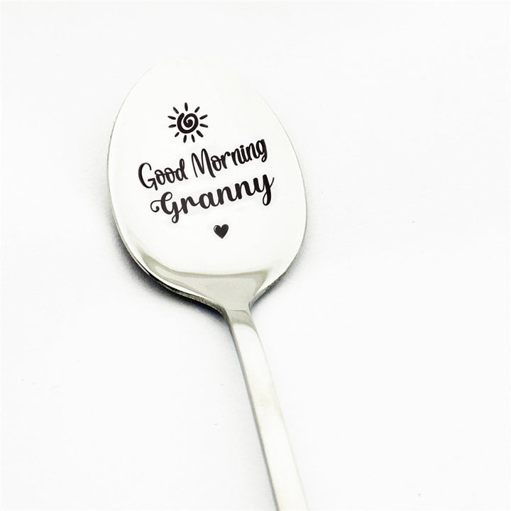 Good Morning Coffee Spoon Stainless Steel Spoon Gift for Nana Papa Mom