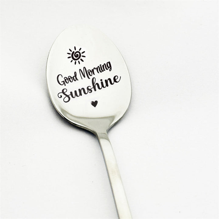 Good Morning Coffee Spoon Stainless Steel Spoon Gift for Nana Papa Mom