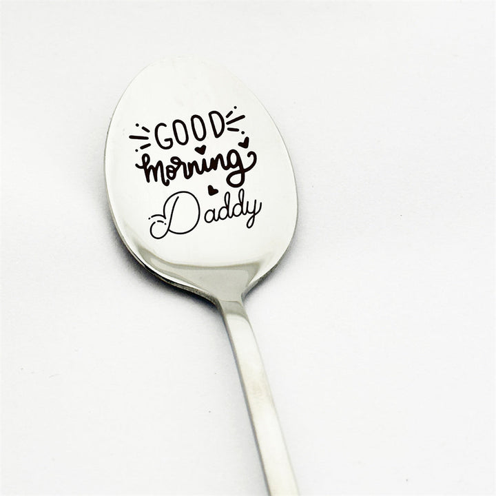 Good Morning Coffee Spoon Stainless Steel Spoon Gift for Nana Papa Mom