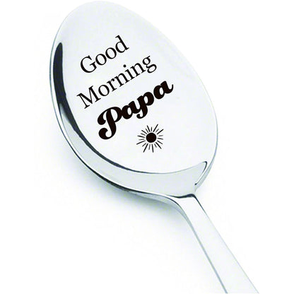 Good Morning Coffee Spoon Stainless Steel Spoon Gift for Nana Papa Mom