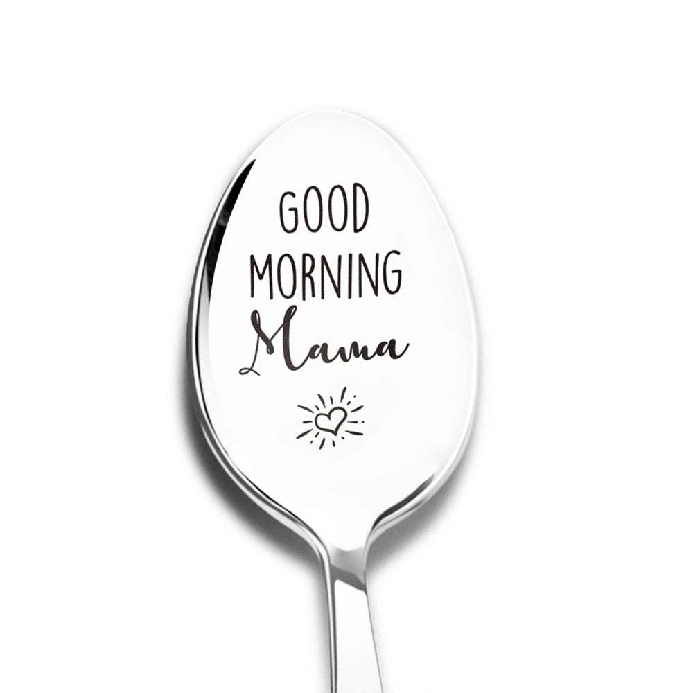 Good Morning Coffee Spoon Stainless Steel Spoon Gift for Nana Papa Mom