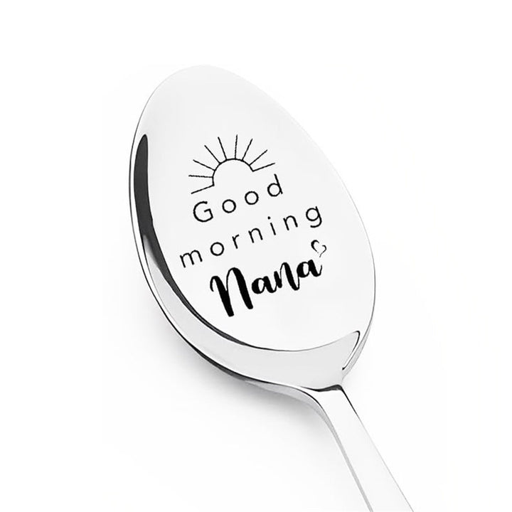 Good Morning Coffee Spoon Stainless Steel Spoon Gift for Nana Papa Mom