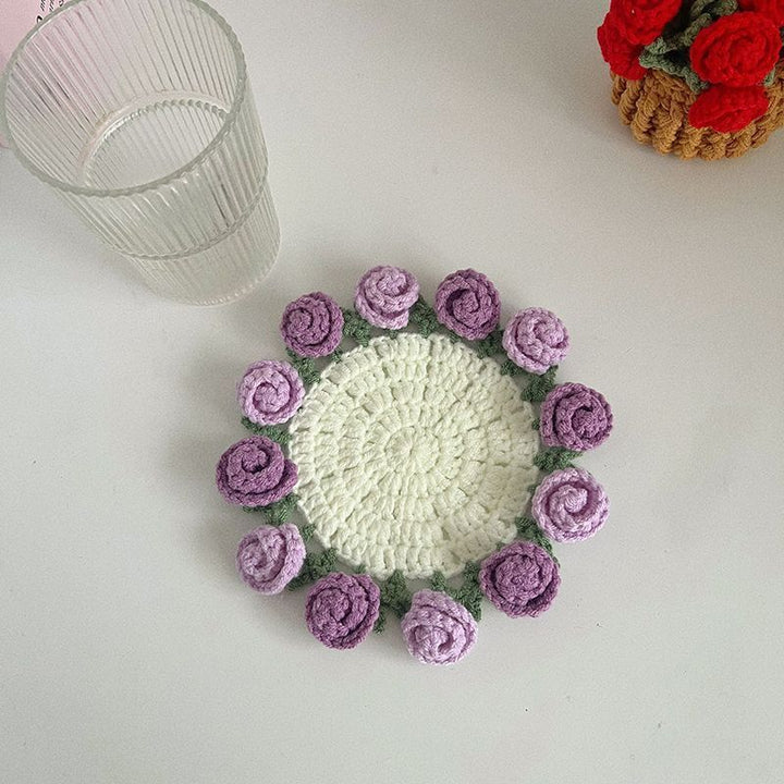 Handmade Crochet Flower Coaster Crochet Flower Bouquet Coaster Gift for Her