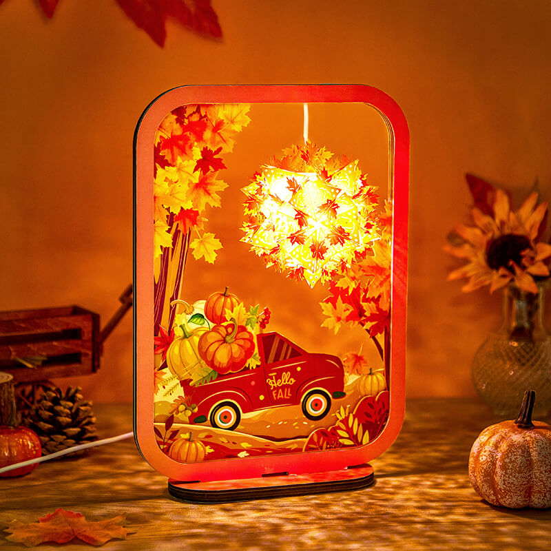 3D Paper Sculpture Night Light Fall Truck Halloween Gifts for Kids and Adults Great Decor Light in Bedroom Living Room