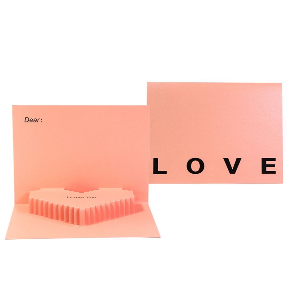 3D Creative Valentine's Day Wedding Pop Up Card Romantic Pink Heart Pop Up Greeting Card