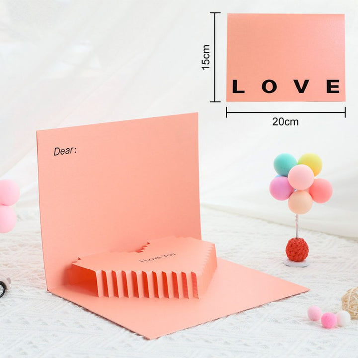 3D Creative Valentine's Day Wedding Pop Up Card Romantic Pink Heart Pop Up Greeting Card