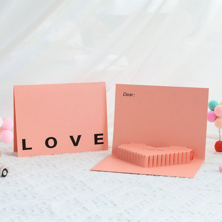 3D Creative Valentine's Day Wedding Pop Up Card Romantic Pink Heart Pop Up Greeting Card