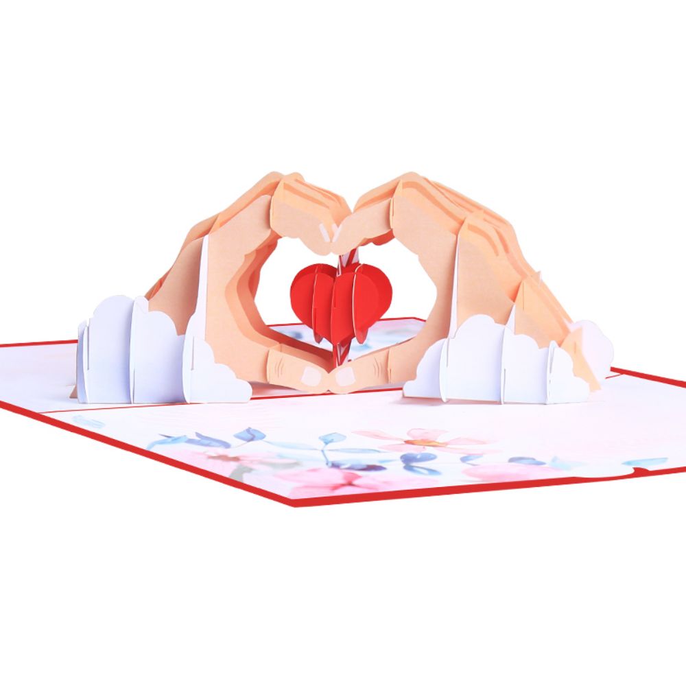 3D Creative Valentine's Day Wedding Pop Up Card Love In Hand Palm Pop Up Greeting Card