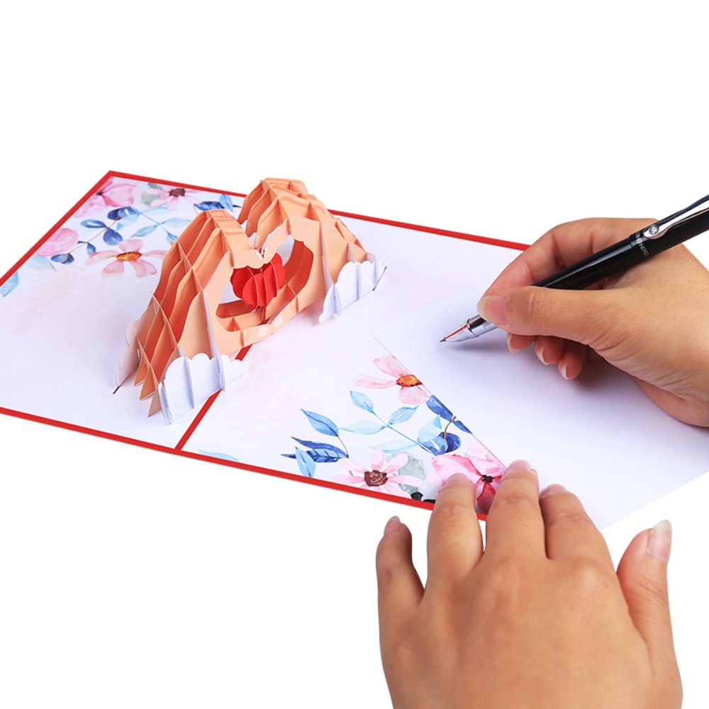 3D Creative Valentine's Day Wedding Pop Up Card Love In Hand Palm Pop Up Greeting Card