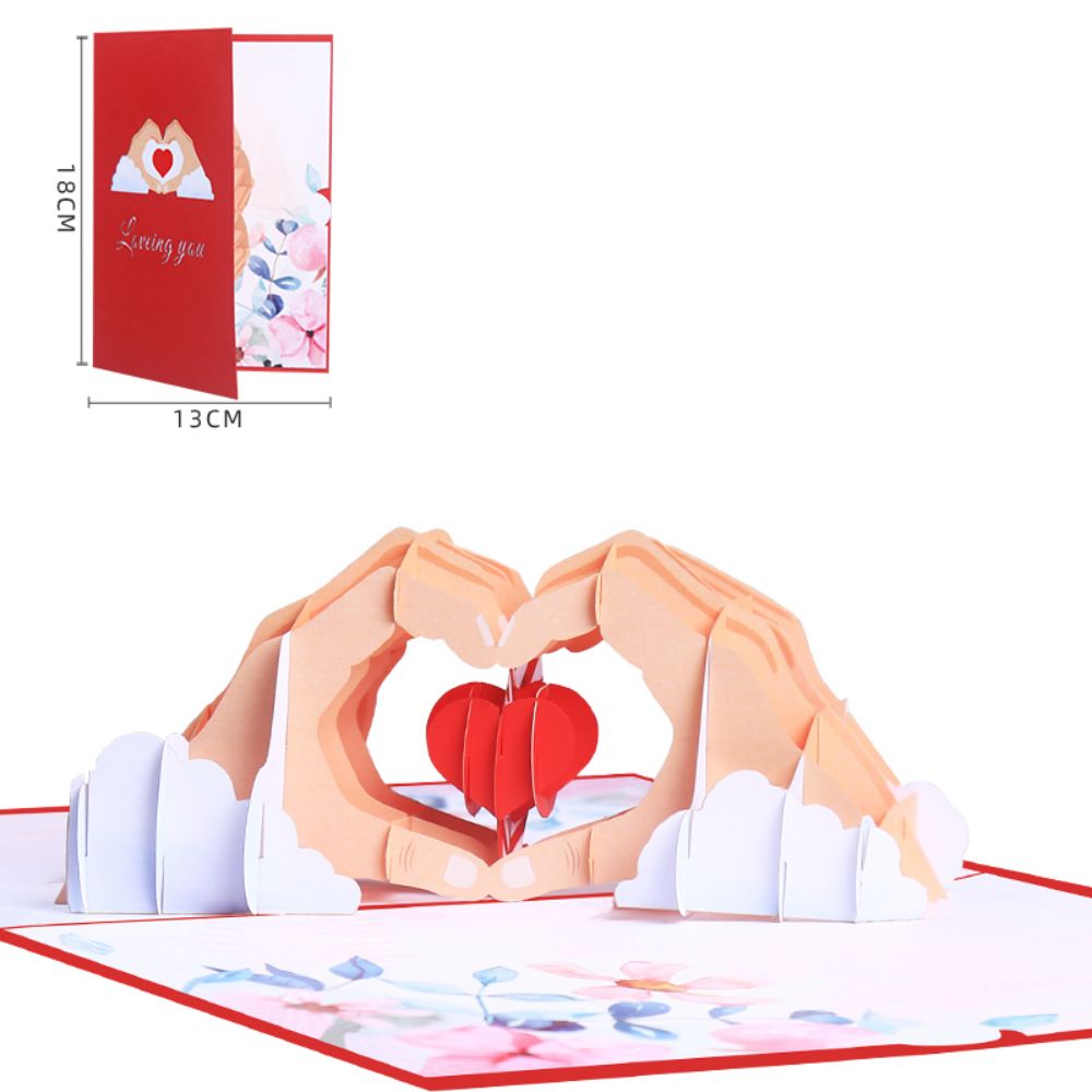 3D Creative Valentine's Day Wedding Pop Up Card Love In Hand Palm Pop Up Greeting Card