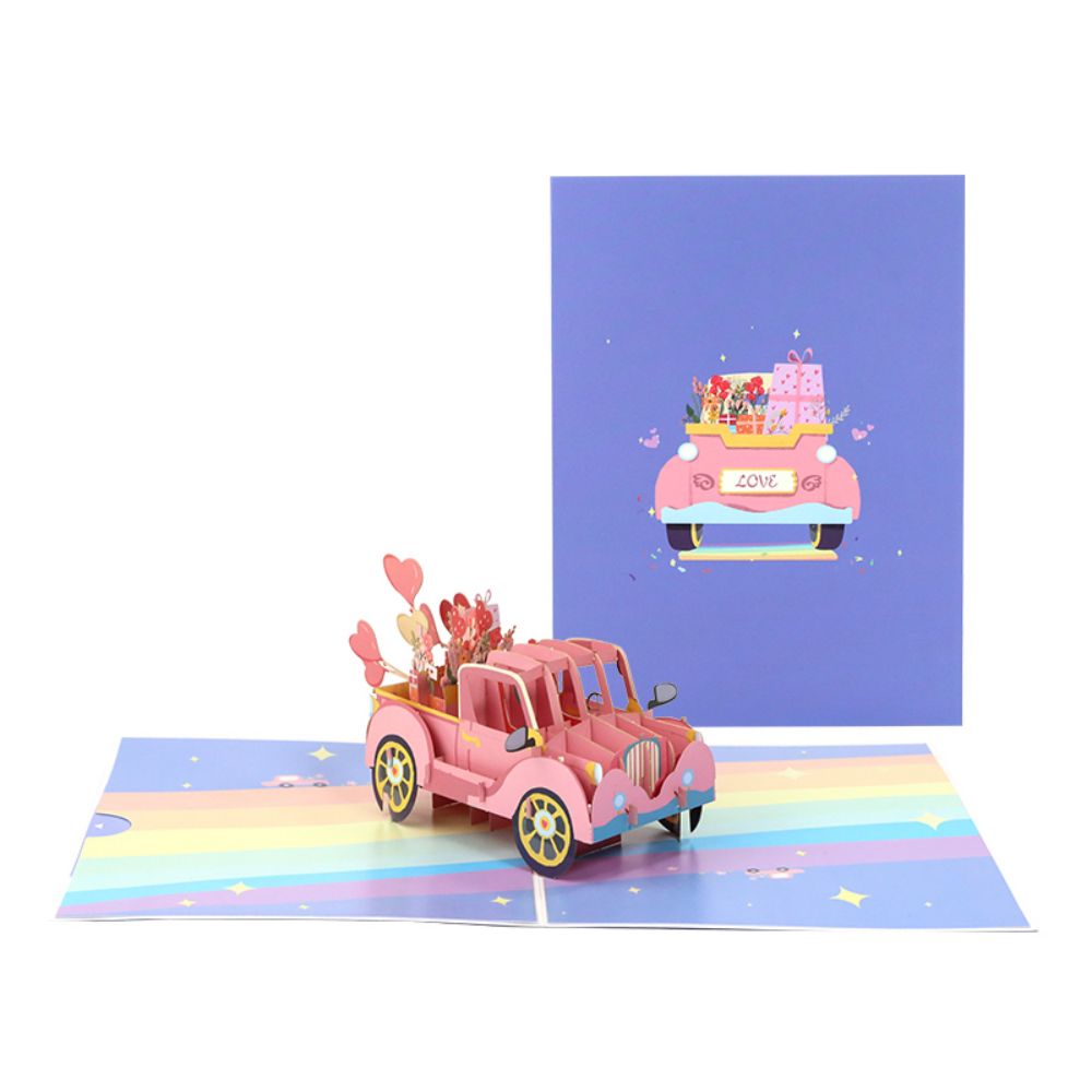 3D Creative Valentine's Day Wedding Pop Up Card Love Car Pop Up Greeting Card