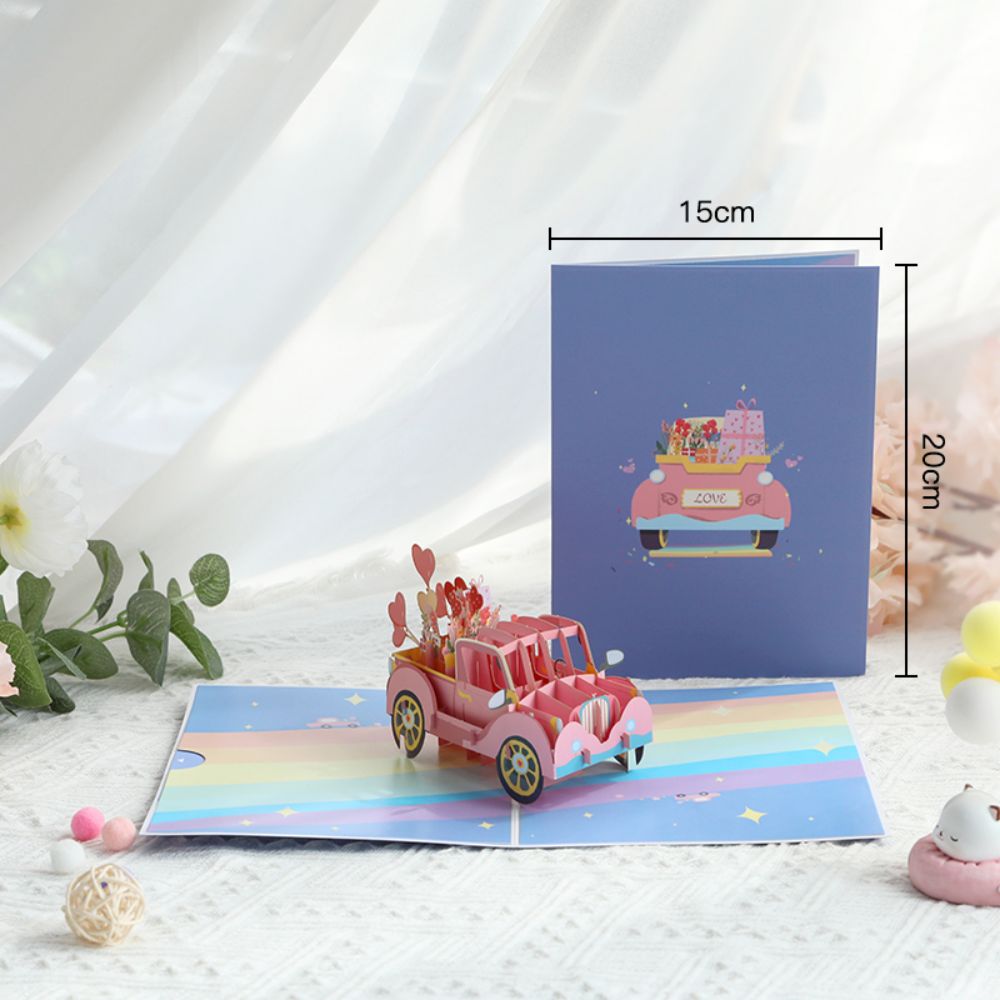 3D Creative Valentine's Day Wedding Pop Up Card Love Car Pop Up Greeting Card