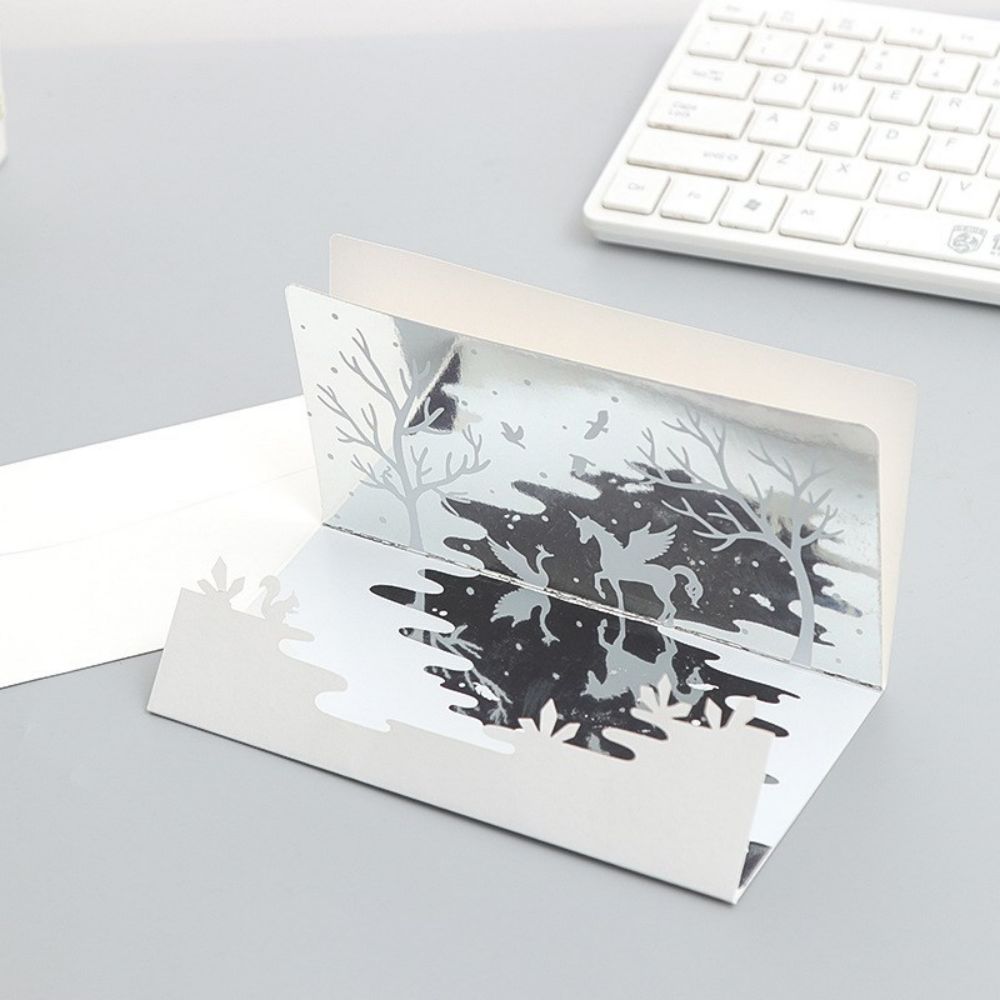 3D Creative Valentine's Day Wedding Pop Up Card Mirror Inverted Image Pop Up Greeting Card