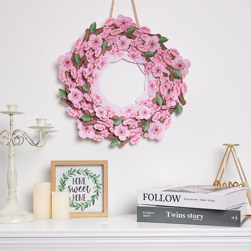 3D Creative Cherry Blossom Wreath Pop Up Home Decor Garland