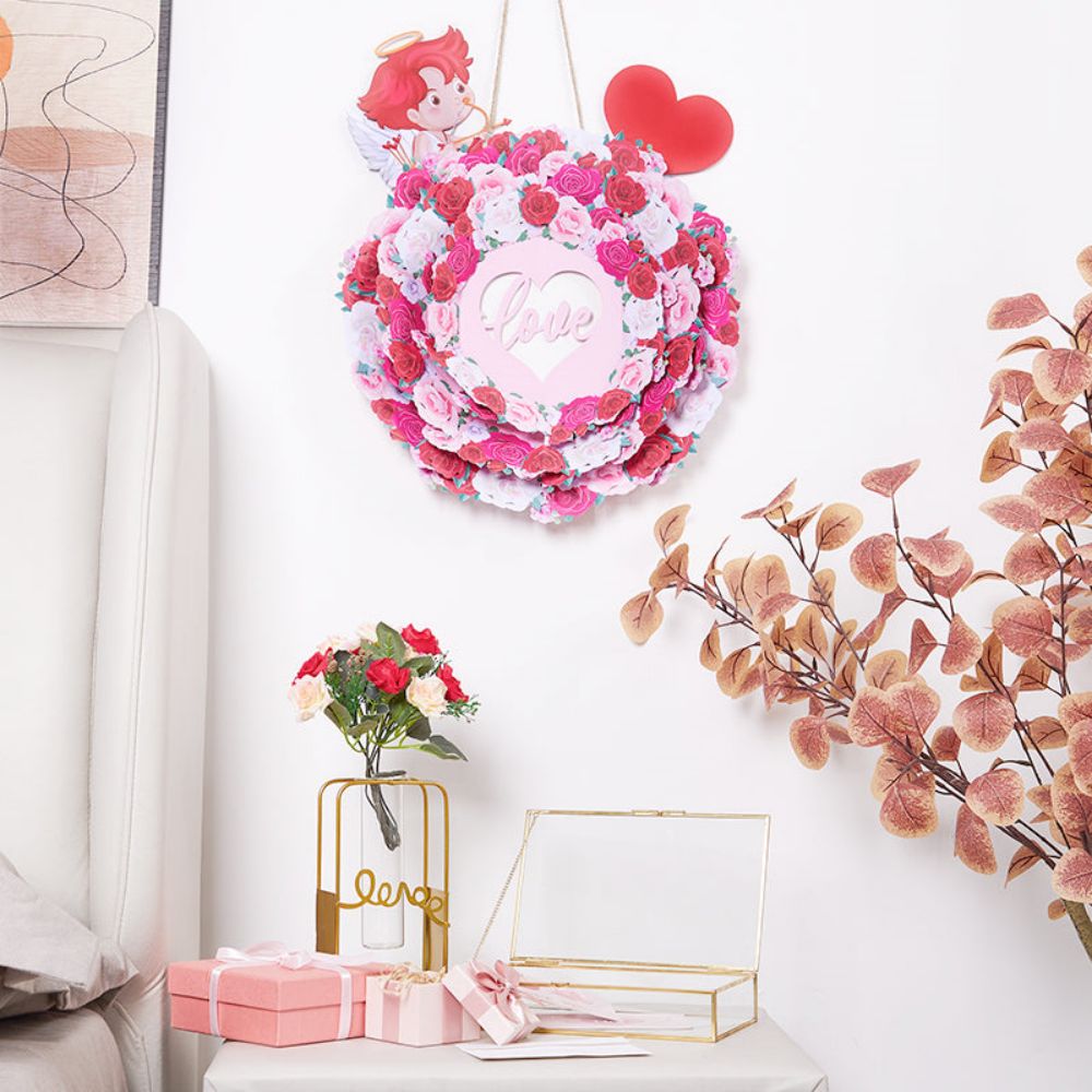 3D Creative Cupid Rose Wreath Pop Up Home Decor Garland