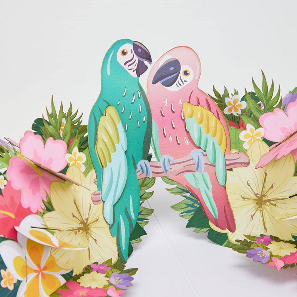 Love Birds Flower Wedding 3D Pop Up Greeting Card