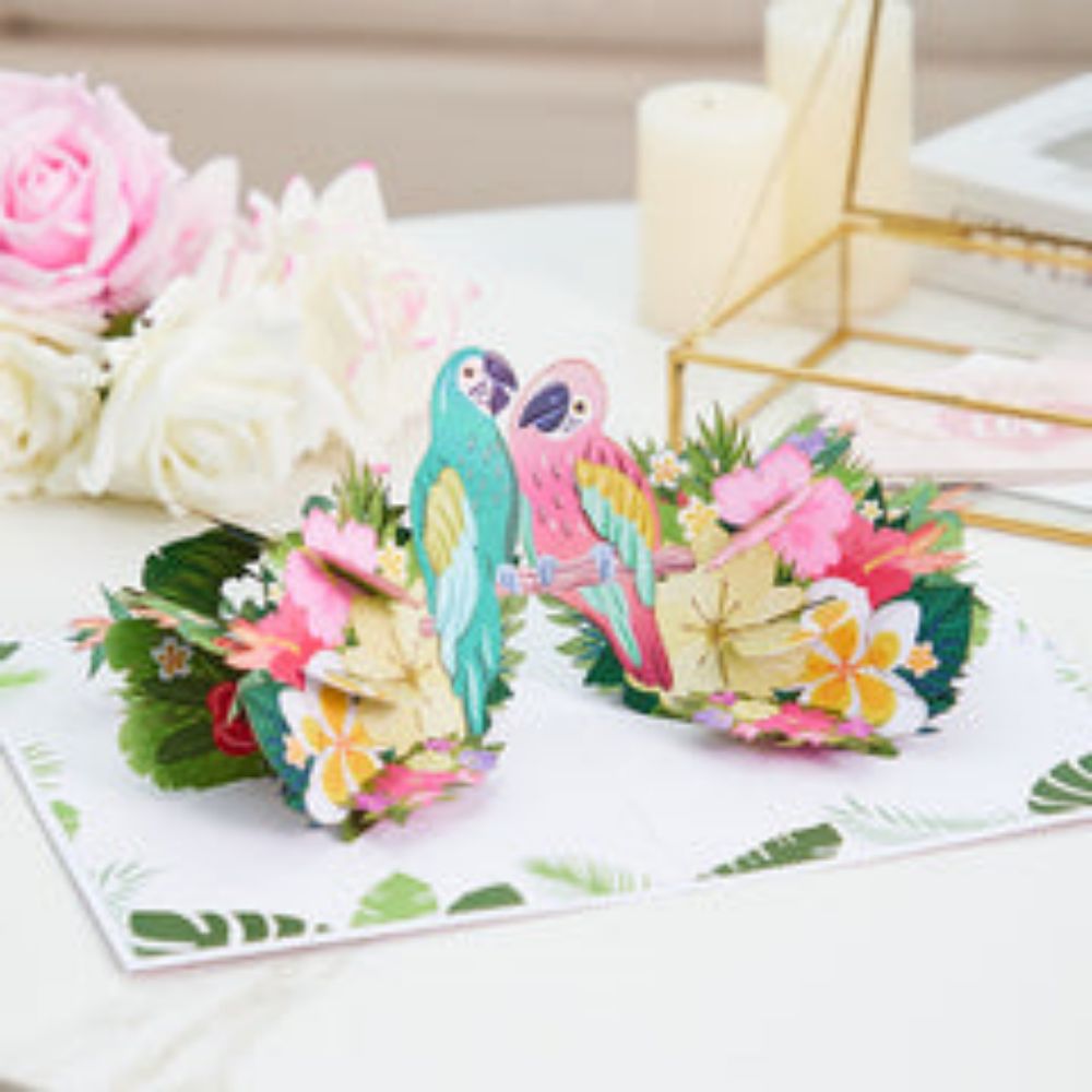Love Birds Flower Wedding 3D Pop Up Greeting Card