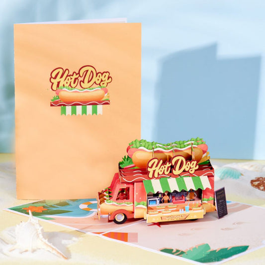 Beach Hot Dog Truck 3D Pop Up Greeting Card