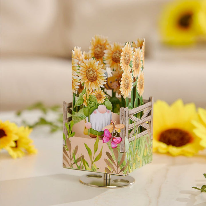 Sunflower Gnome 3D Paper Music Box