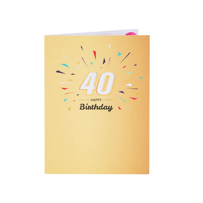 Lights and Music 40th Happy Birthday 3D Pop Up Greeting Card for Her or Him