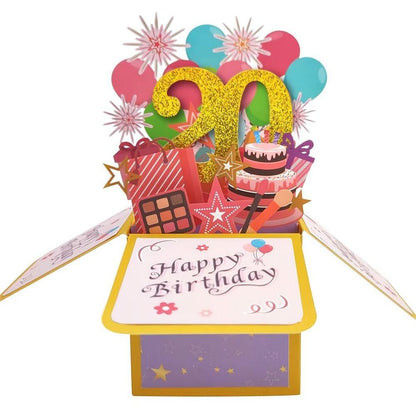 Birthday Pop Up Box Card 20th Birthday 3D Pop Up Greeting Card