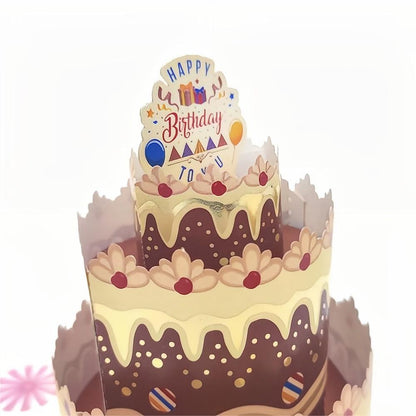 Birthday Pop Up Card Chocolate Cake 3D Pop Up Greeting Card