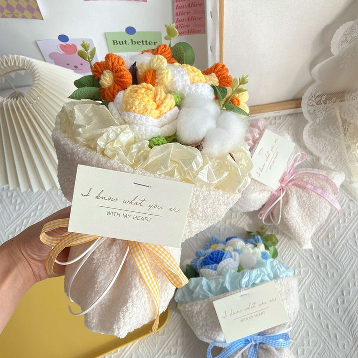 Handmade Crochet Flowers Bouquet Knitted Flowers Bouquet Wedding Gift