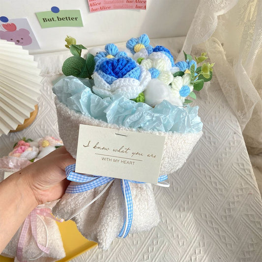 Handmade Crochet Flowers Bouquet Knitted Flowers Bouquet Wedding Gift