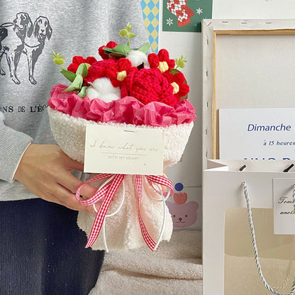 Handmade Crochet Flowers Bouquet Knitted Flowers Bouquet Wedding Gift