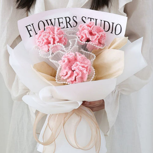 Crochet Flowers Bouquet Handmade Knitted Carnation Bouquet Wedding Gift