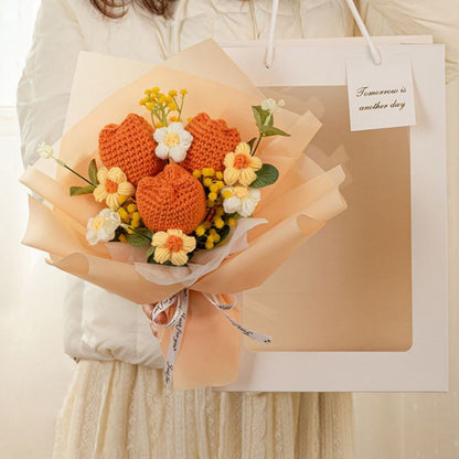 Crochet Flowers Bouquet Handmade Knitted Tulip Bouquet Wedding Gift