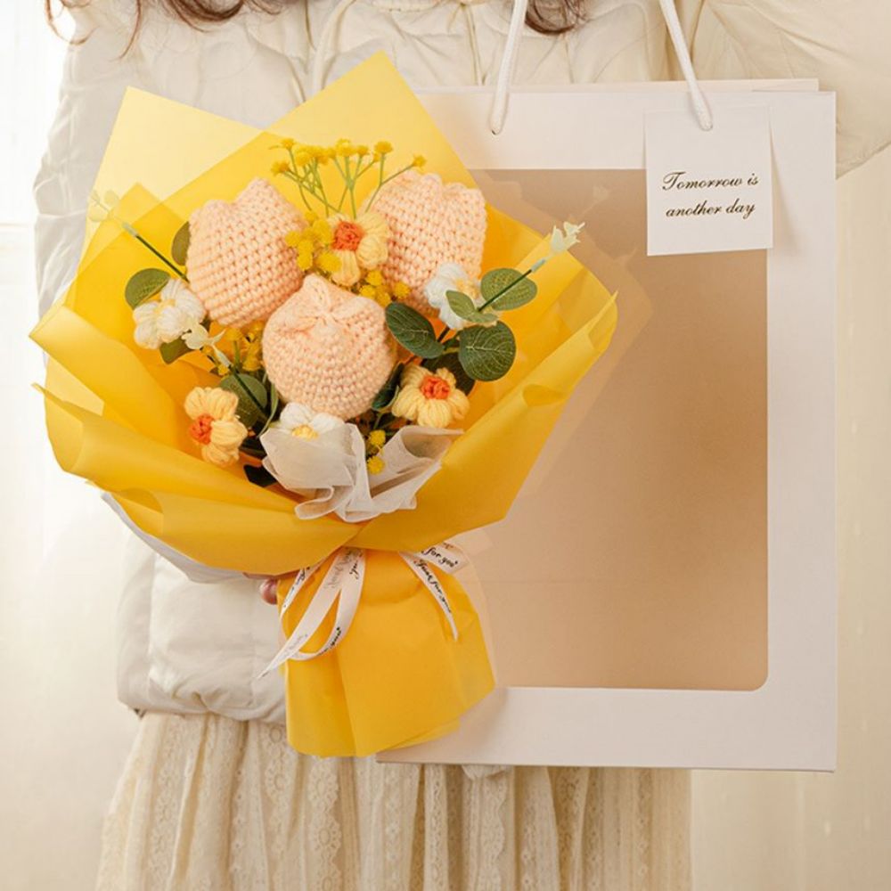 Crochet Flowers Bouquet Handmade Knitted Tulip Bouquet Wedding Gift