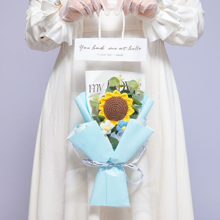 Crochet Flowers Bouquet Handmade Knitted Sunflower Bouquet Wedding Gift