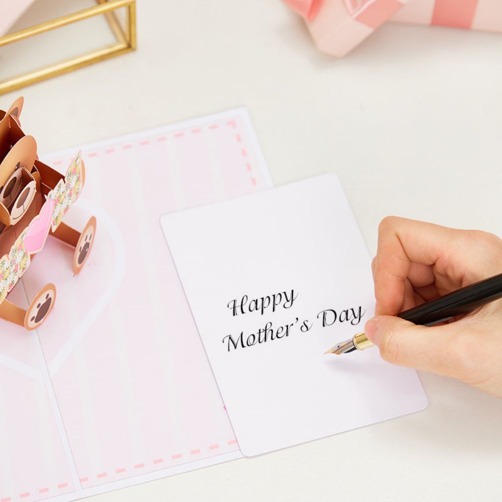 Love Your Mom Pop Up Card Bear 3D Pop Up Greeting Card for Mom
