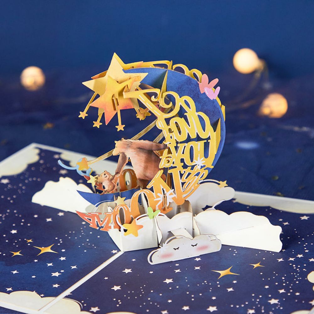 Love You To The Moon and Back Wedding 3D Pop Up Greeting Card for Mom